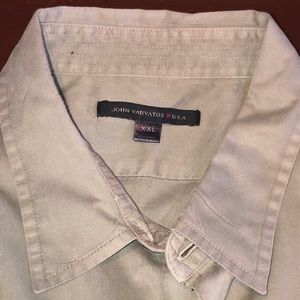 John Varvatos Men's Olive Long Sleeve Shirt XXL